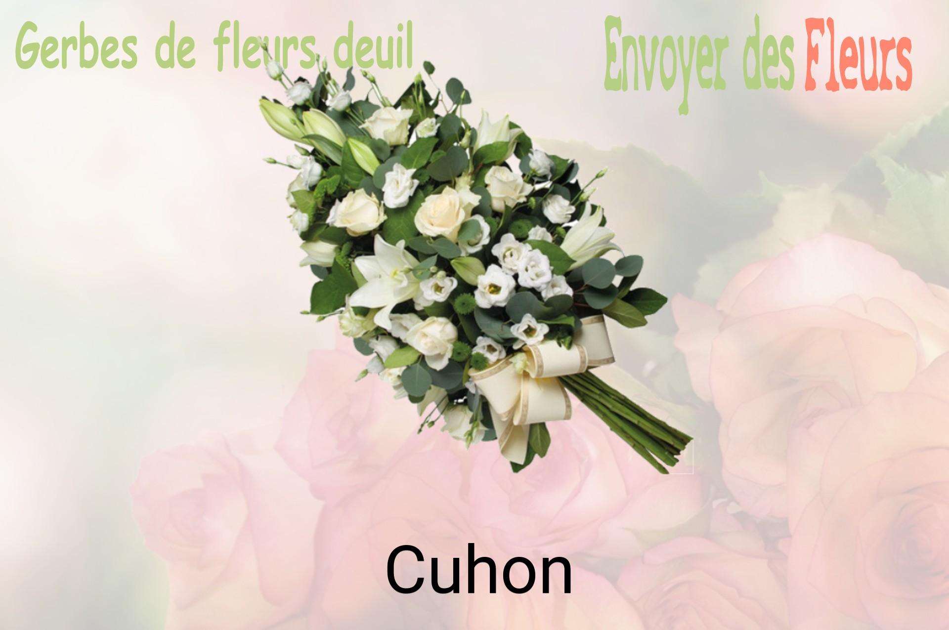 Gerbe de fleurs de deuil livrée à Cuhon